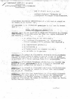 Loi N° 81-005 du 23 mars 1981 portant règlement financier de l&#039;assemblée nationale révolutionnaire